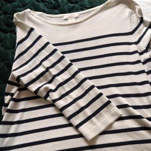 H&M Navy and White striped coastal nautical sweater - Size Large, Blue and White